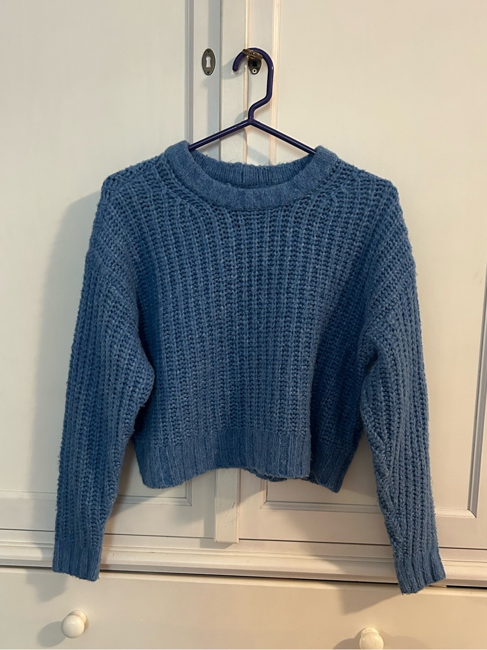 American Eagle Outfitters Blue Chunky Crewneck Sweater
